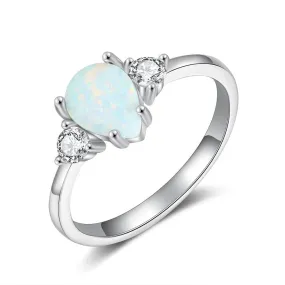 Sterling Silver Water Drop Opal Rings For Women