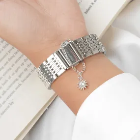 Sunday Rhinestone Silver Watch Charm