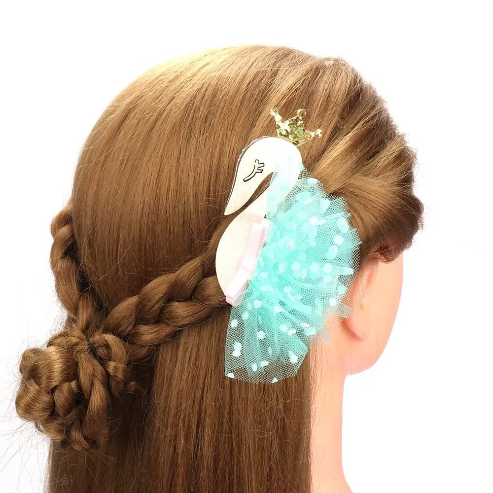 Swan Sparkly Mesh Feather Crown Hair Clip