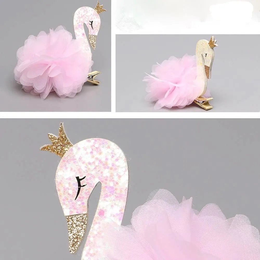 Swan Sparkly Mesh Feather Crown Hair Clip