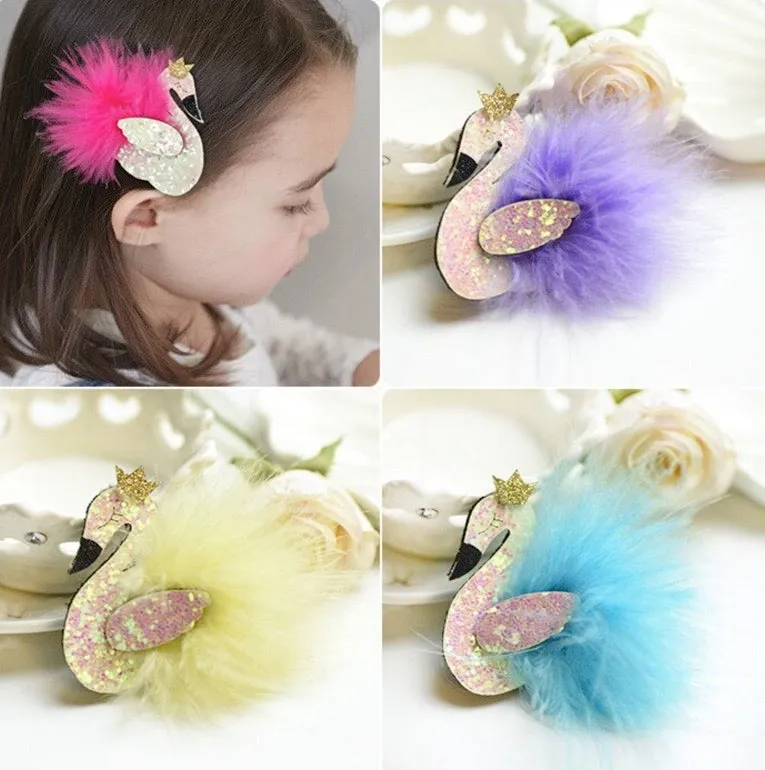 Swan Sparkly Mesh Feather Crown Hair Clip