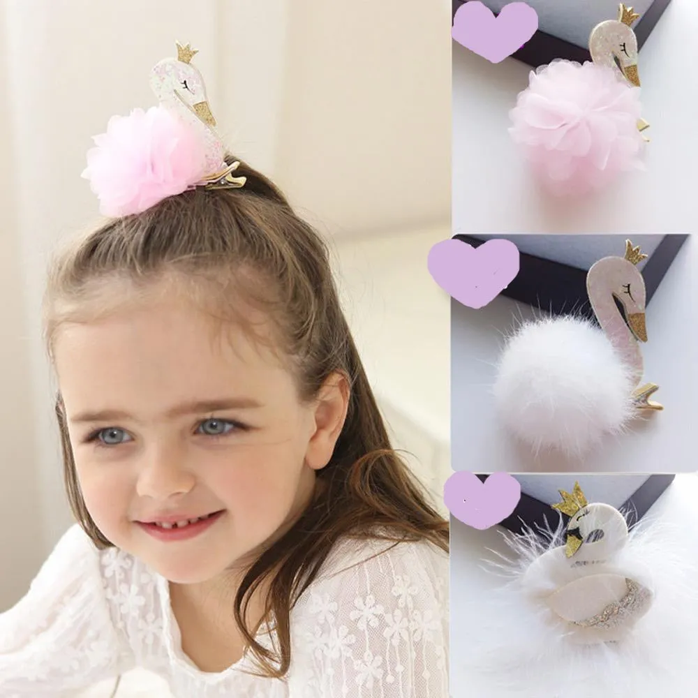 Swan Sparkly Mesh Feather Crown Hair Clip