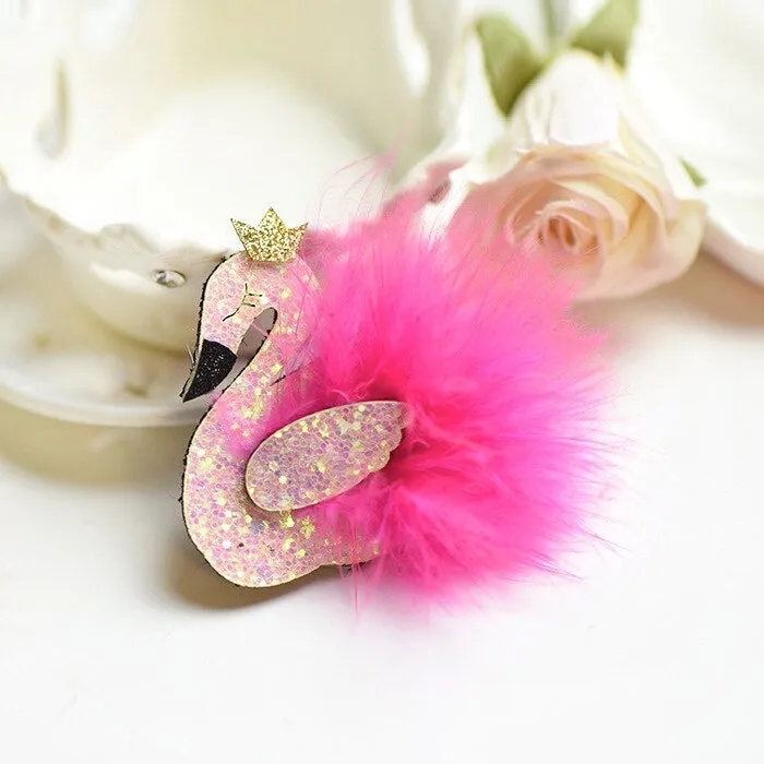 Swan Sparkly Mesh Feather Crown Hair Clip