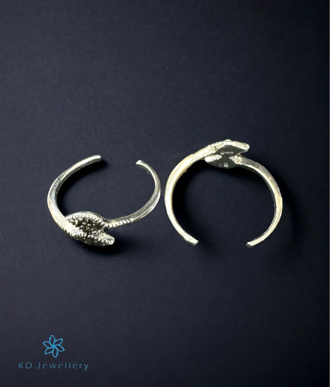 The Leaf Silver Marcasite Toe-Rings