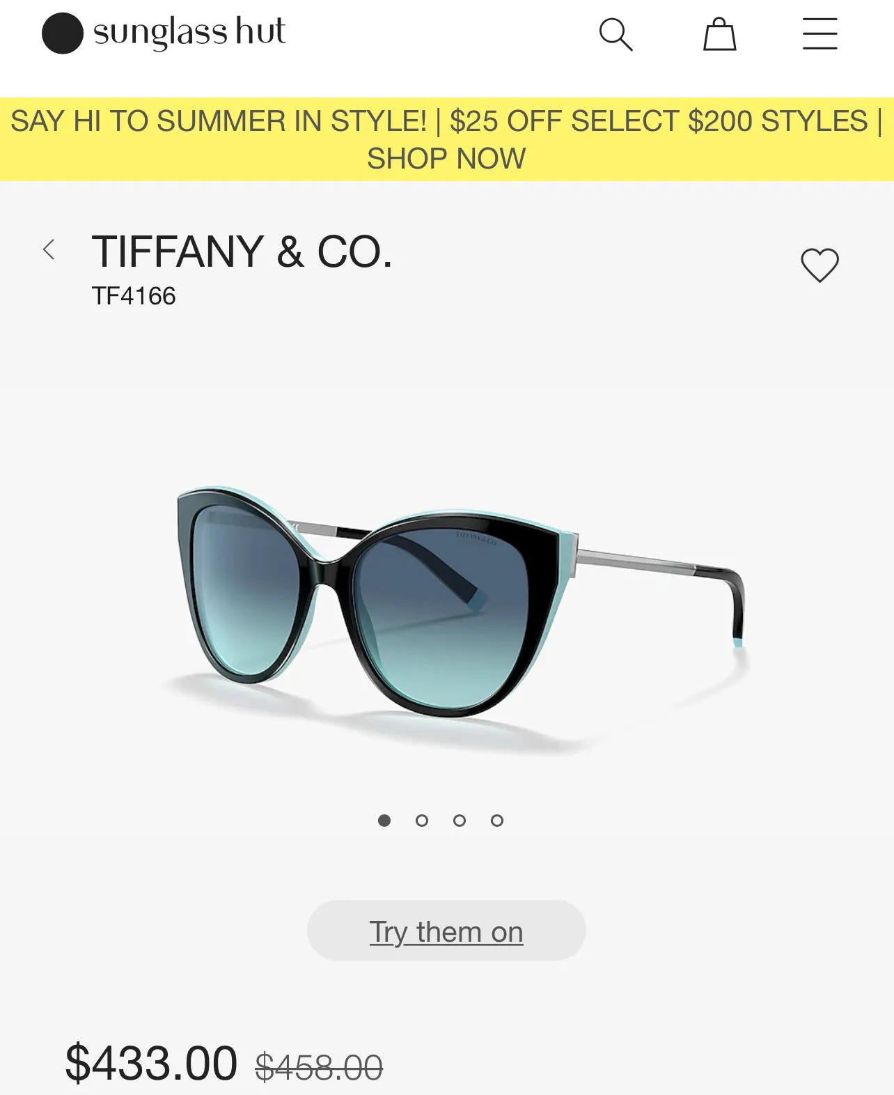 Tiffany & Co. Cat Eye Sunglasses