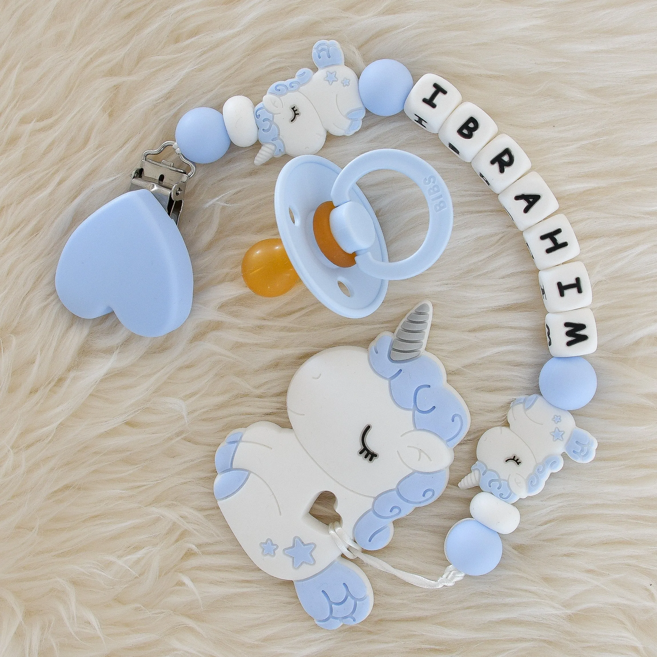 Unicorn Pacifier Clip & BIBS Pacifier