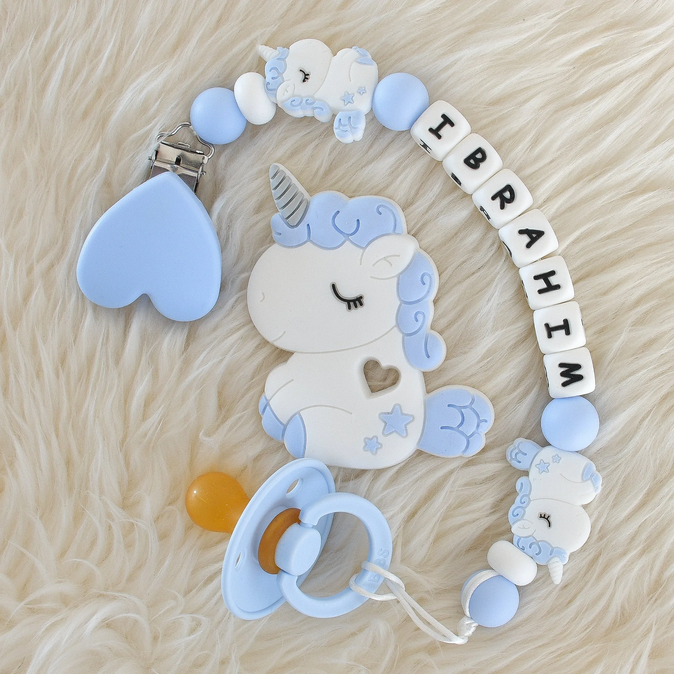 Unicorn Pacifier Clip & BIBS Pacifier