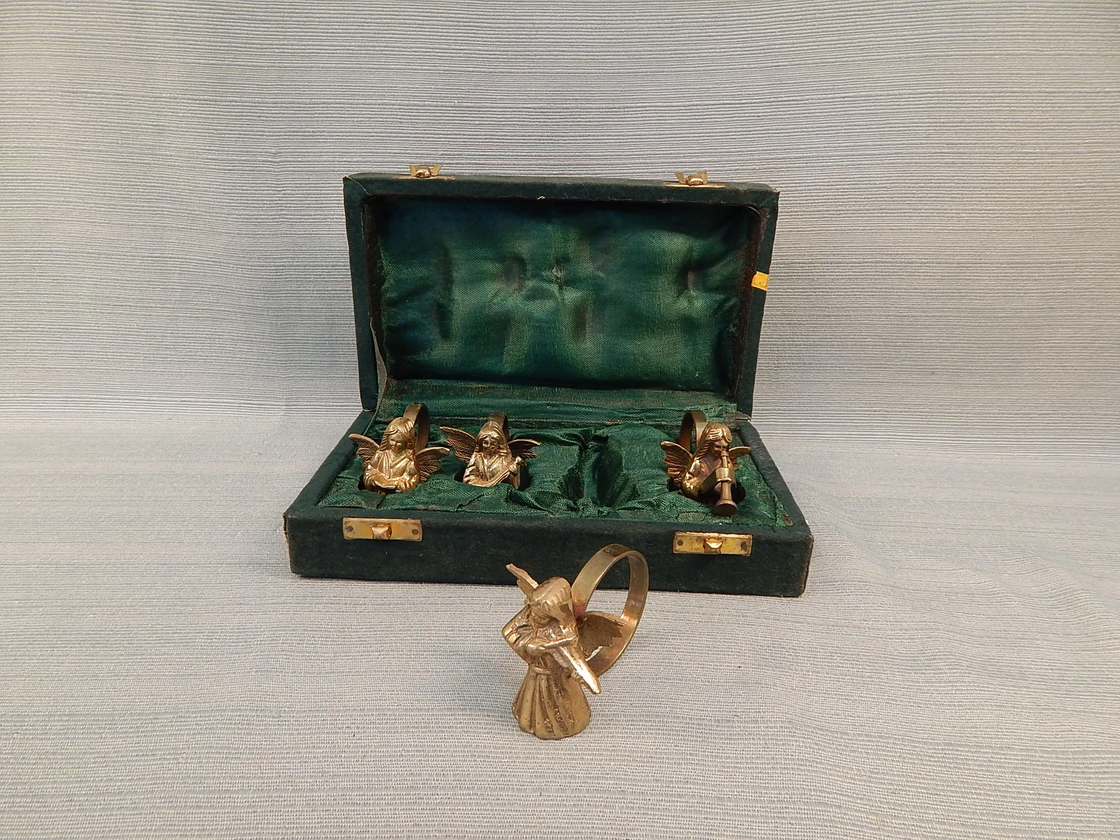 Vintage Brass Angel Carolers Napkin Rings - Set of 4