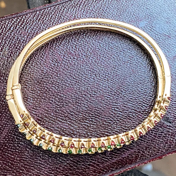 Vintage Ruby, Sapphire & Emerald Bangle Bracelets