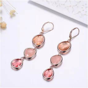 Water Drop Colorful Crystal Dangle Drop Earrings - 4 Styles