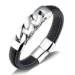 Weave Shape Stainless Steel Leather Bracelets