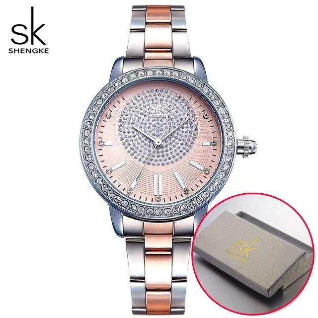 Women's Rose Gold Watch Crystal Dial Wrist Watches Quartz