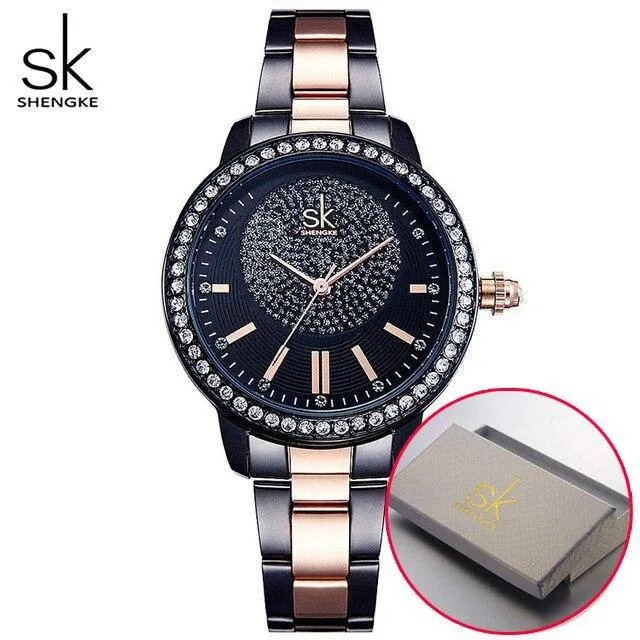 Women's Rose Gold Watch Crystal Dial Wrist Watches Quartz